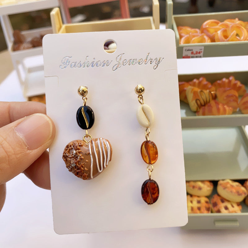 Wholesale coffee bread simulation handmade lye water food play cute earrings
