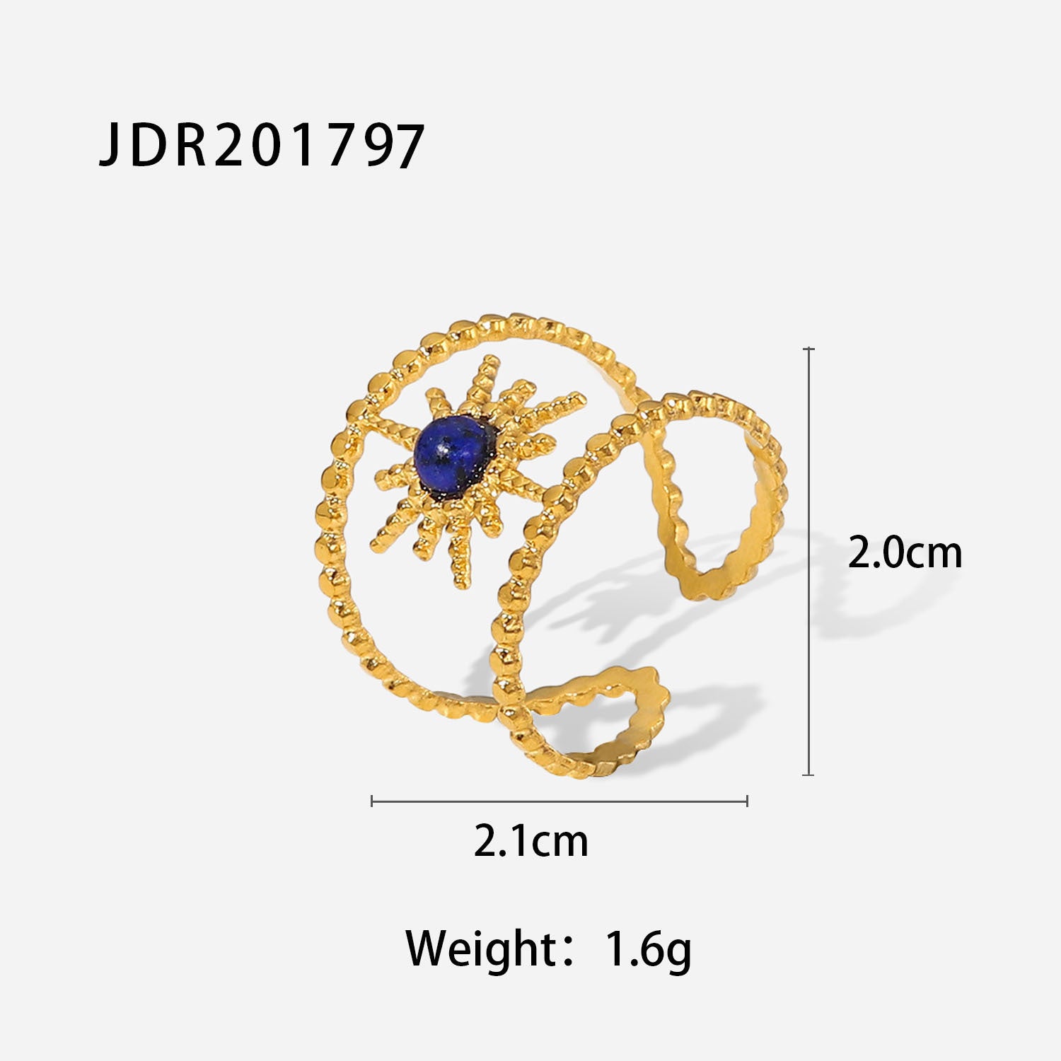 Wholesale Retro Titanium Steel Open Gemstone Ring