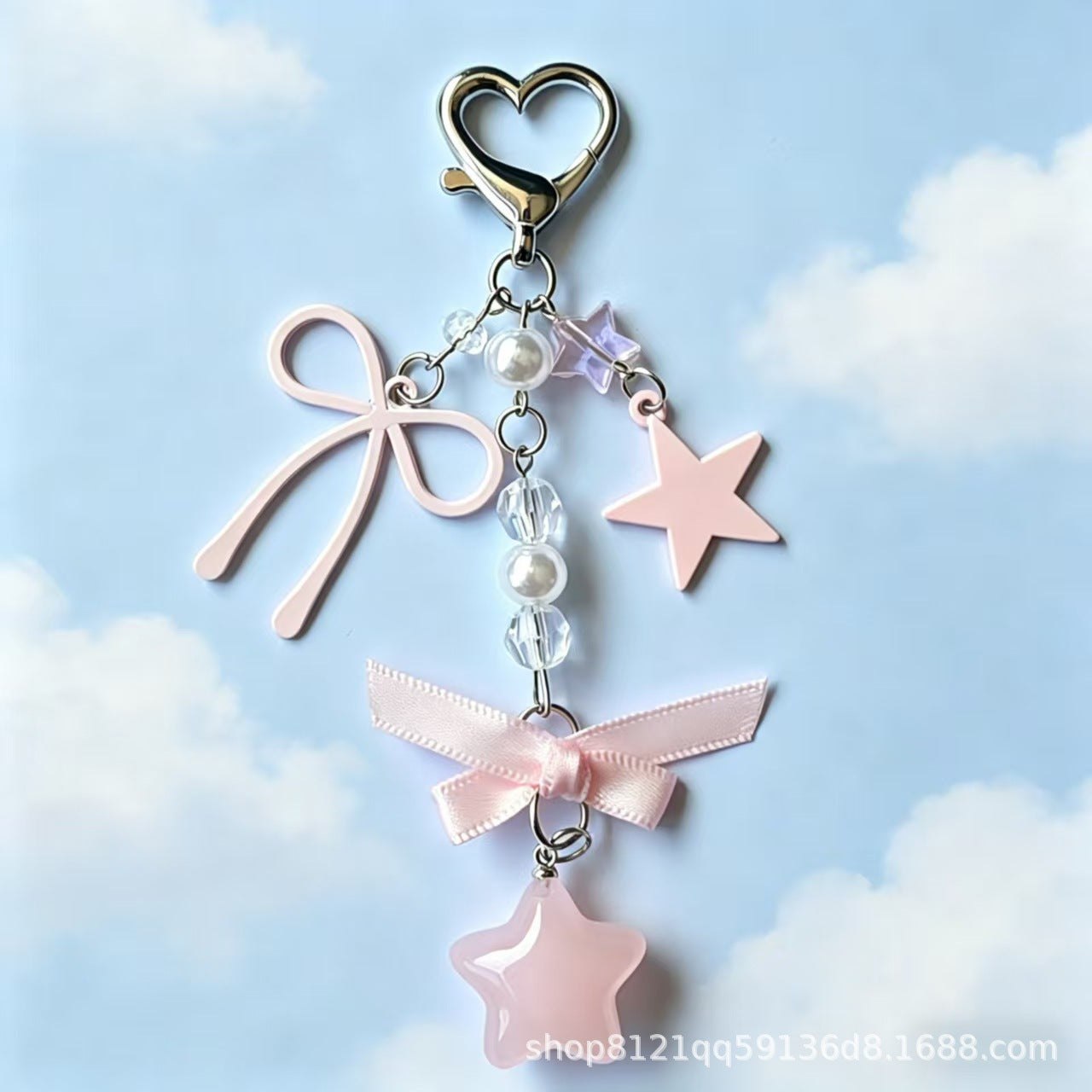 Wholesale Cute Lace Bow Heart Keychain Star Pendant Charm - Zinc Alloy Jewelry Accessory for Resale
