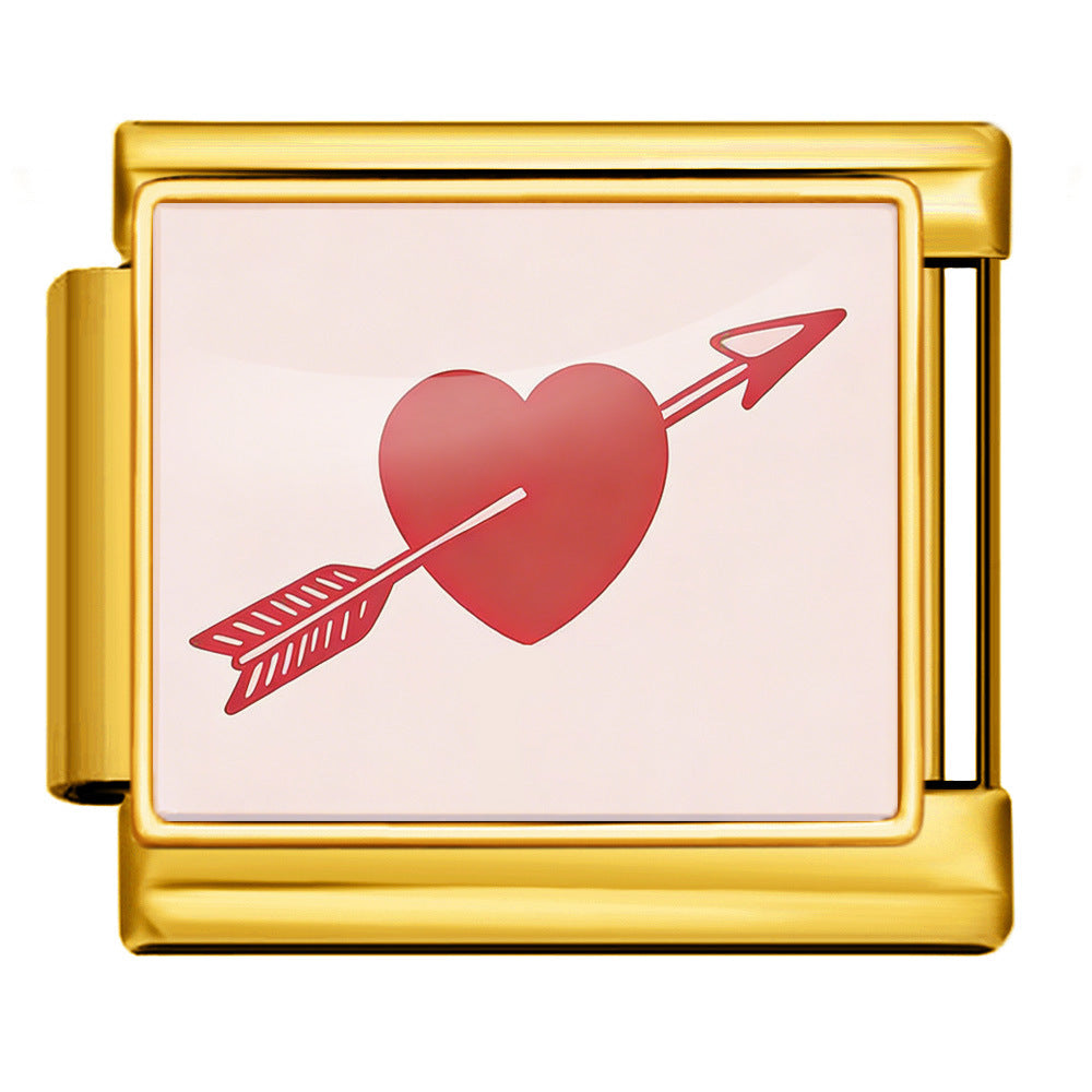 Wholesale 9mm Italian Charm Starter Bracelets DIY Valentine' s Day Heart-Shaped Stainless Steel Composable Bracelet