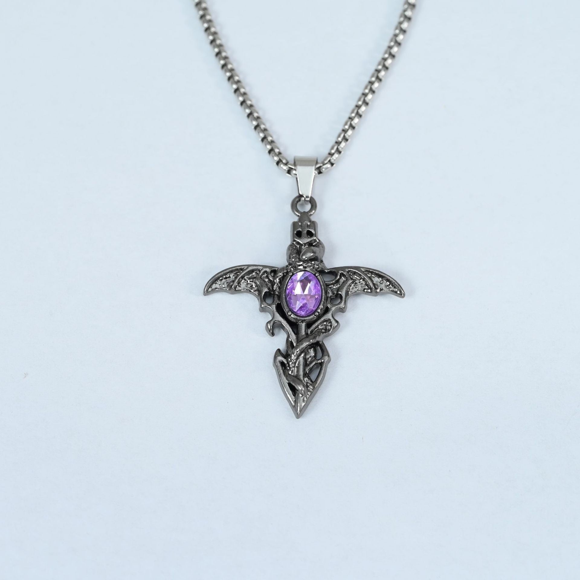 Wholesale Vintage Gothic Demon Sword Angel Wings Pendant Necklace Stylish Zinc Alloy Craft Gift For Women