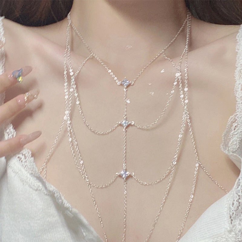 Wholesale Zircon Geometric Metal Body Chain Light Luxury Necklaces