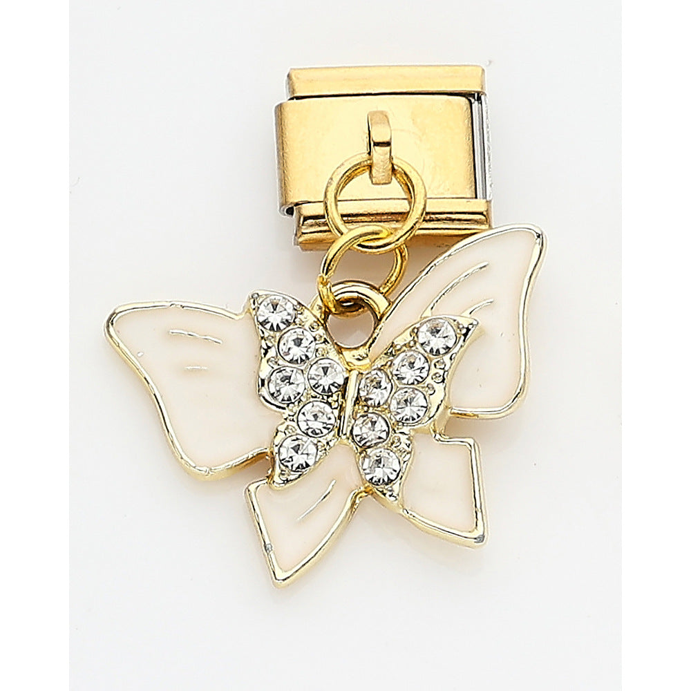 Wholesale 10pcs Italian Charm Bracelet 9mm DIY Splicing Strawberry Cherry Butterfly Love Stainless Steel Composable Bracelet