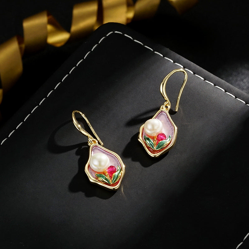Wholesale Hand-painted Oil Painting Freshwater Pearl Earrings