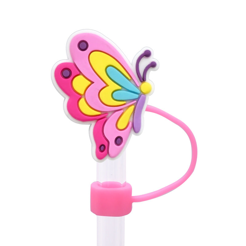 Wholesale Random 100pcs Butterfly Series 8/10mm PVC Soft Straw Tube Cap