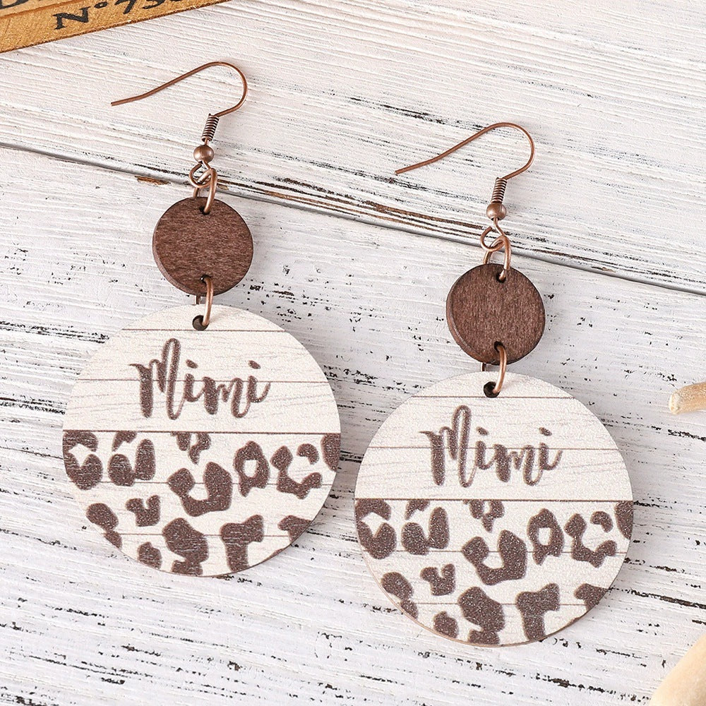 Wholesale Fashion Retro Leopard Wood Pieces Earrings