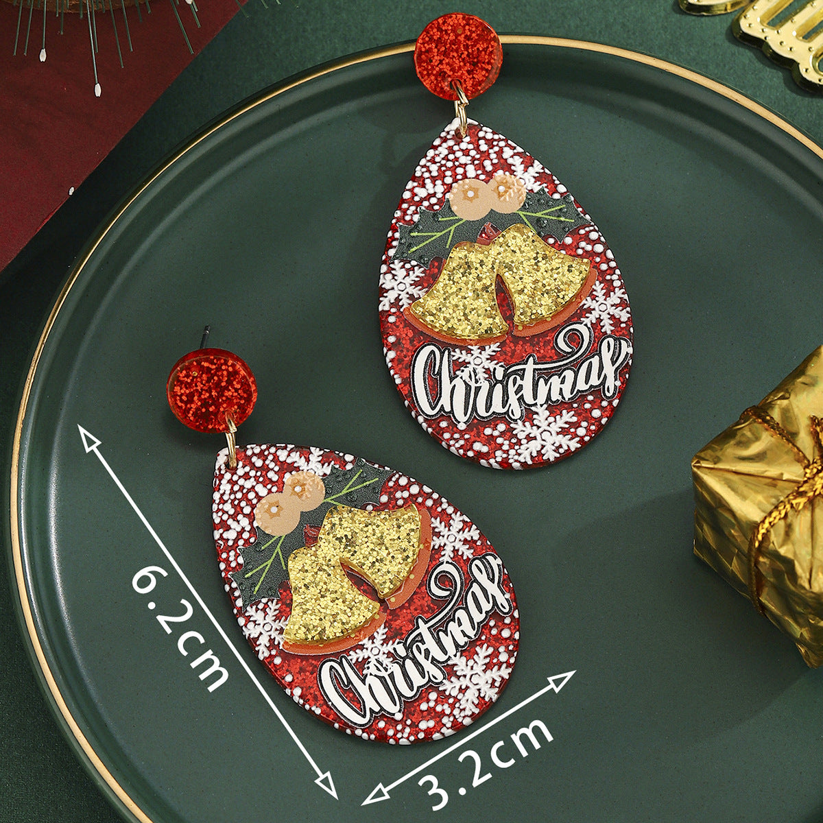Wholesale Christmas Snowflake Bell Earrings