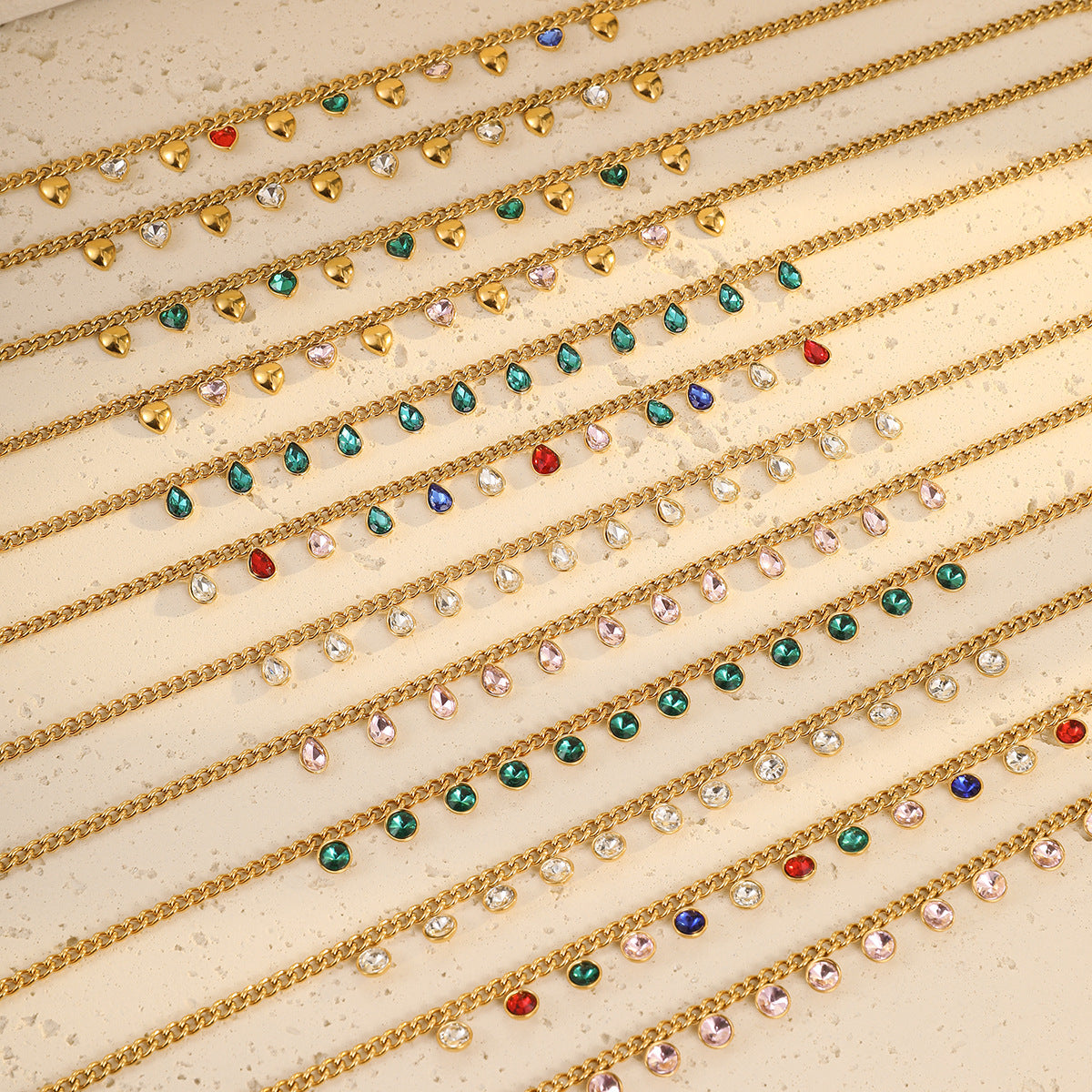 Wholesale  Stainless Steel Color Rhinestone Tassel Necklace