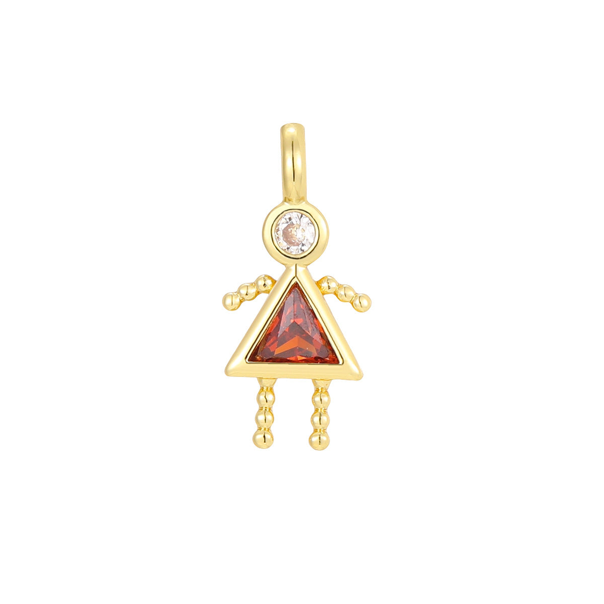 Wholesale Copper Plated 18K Gold Cartoon Birthstone Pendant Necklace,  Trendy Jewelry Accessory for Girls