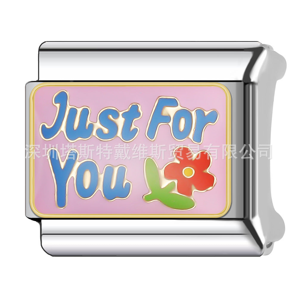 Wholesale  Italian Charm Bracelet 9mm DIY English Word Series Creative Stainless Steel Composable Bracelet