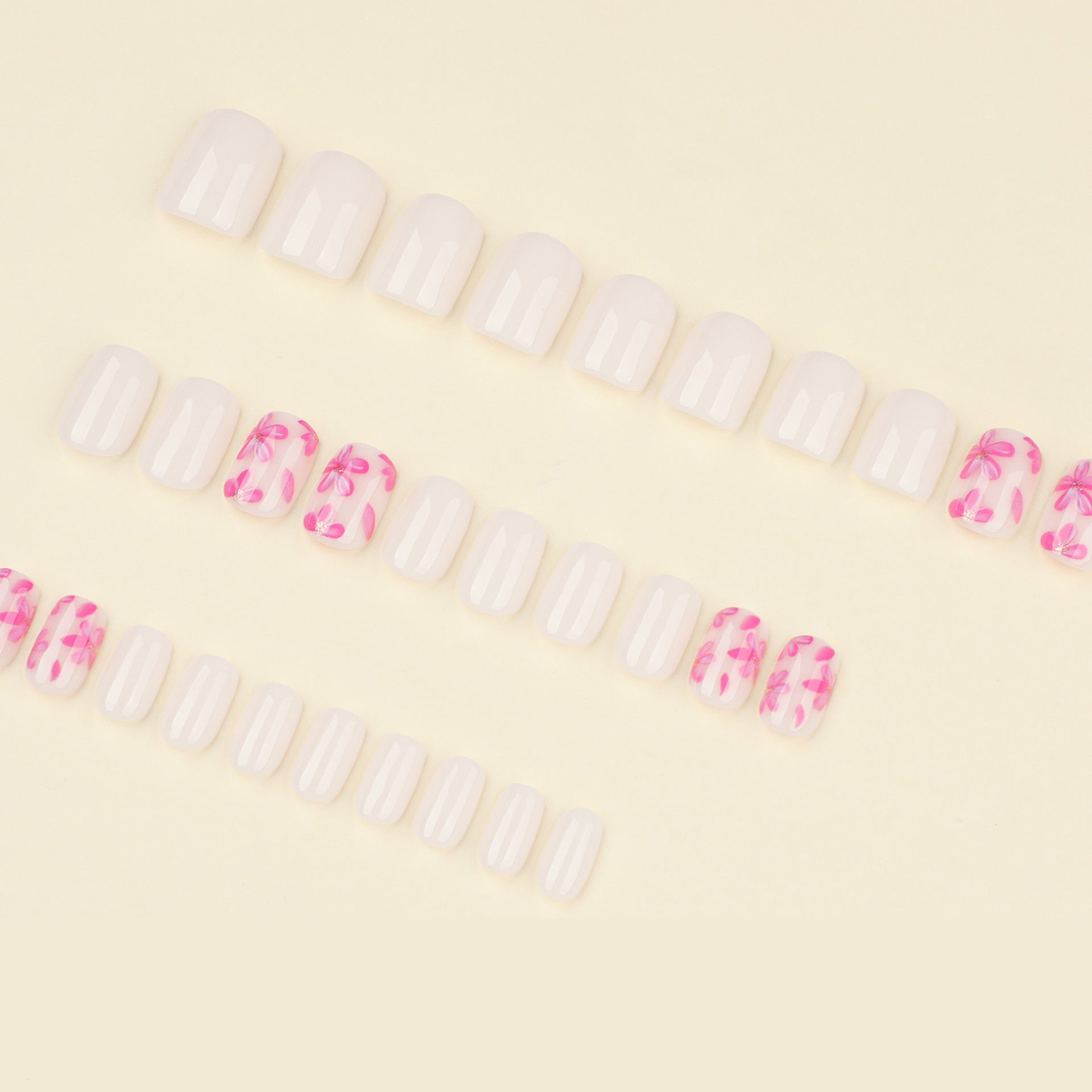 Wholesale 24 Pieces/box Pink Flowers Nails Kits Nail Stickers