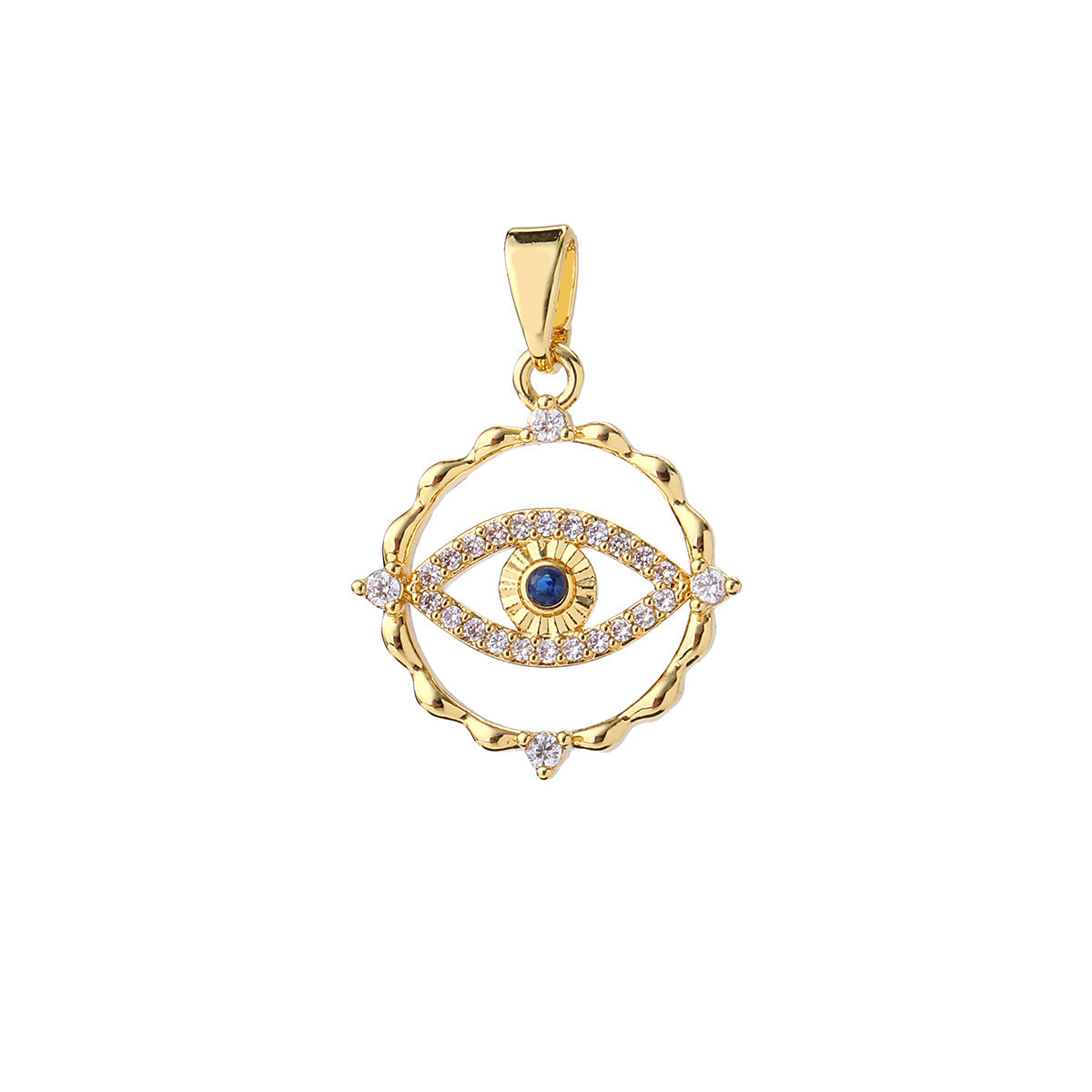 Wholesale Fashion Boho Evil Eye Gold Plated Brass Zircon Pendant For DIY Necklace Making Boutique Resale