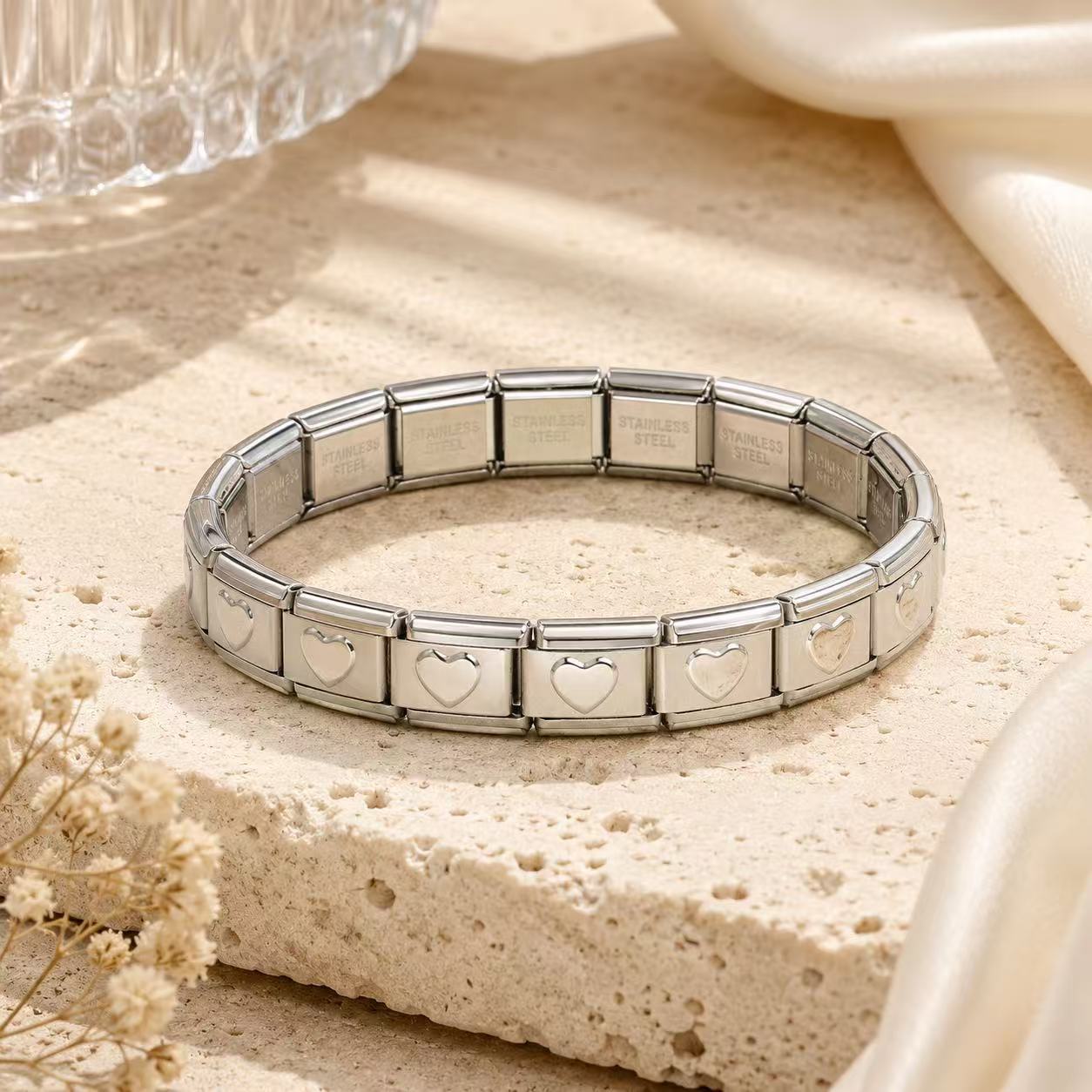 Wholesale Modern Italian Modular Stainless Steel Elastic Bracelet Unisex DIY Jewelry Accessory For Everyday Wear And Resale