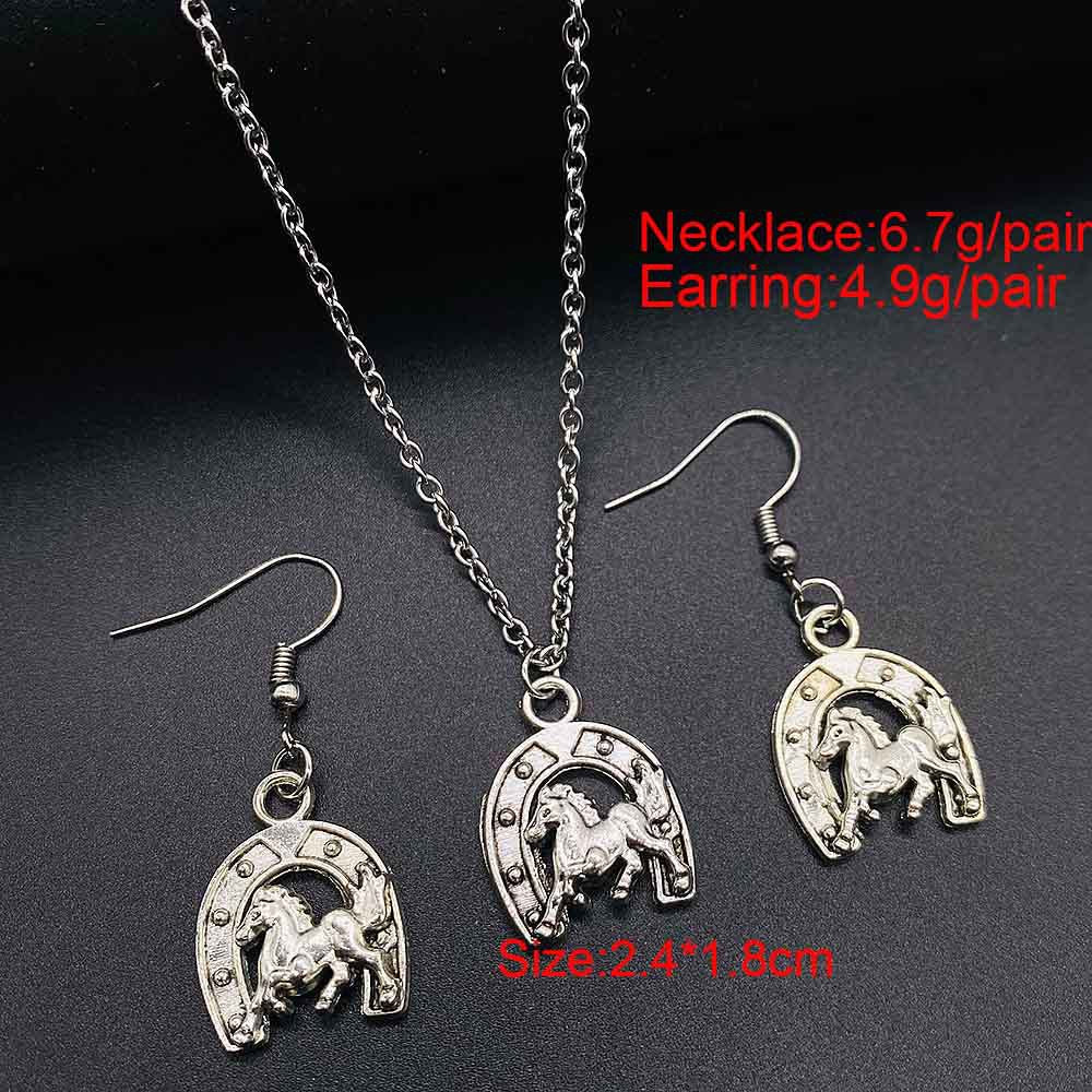 Wholesale Trendy Western Turquoise Cactus Cattle Head Earrings &  Necklace Set Jewelry Accessory