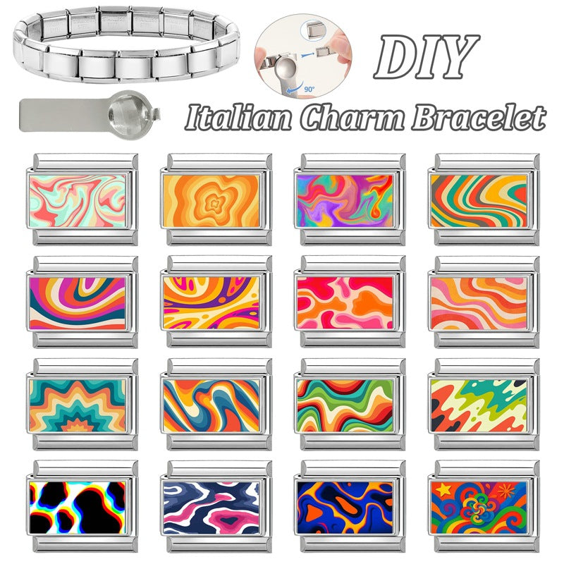 Wholesale 9mm Italian Charm Starter Bracelets DIY Colorful Single Section Creative Stainless Steel Composable Bracelet