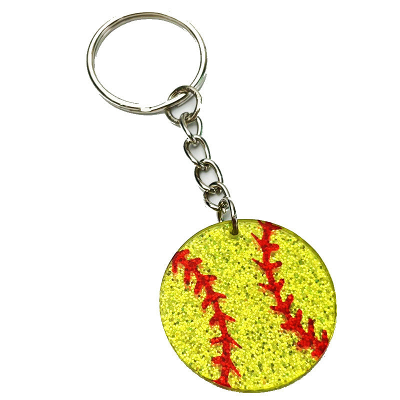 Wholesale 2pcs Shiny Football Soccer Basketball Acrylic Keychain Creative Keychain ACC-KC-HY027