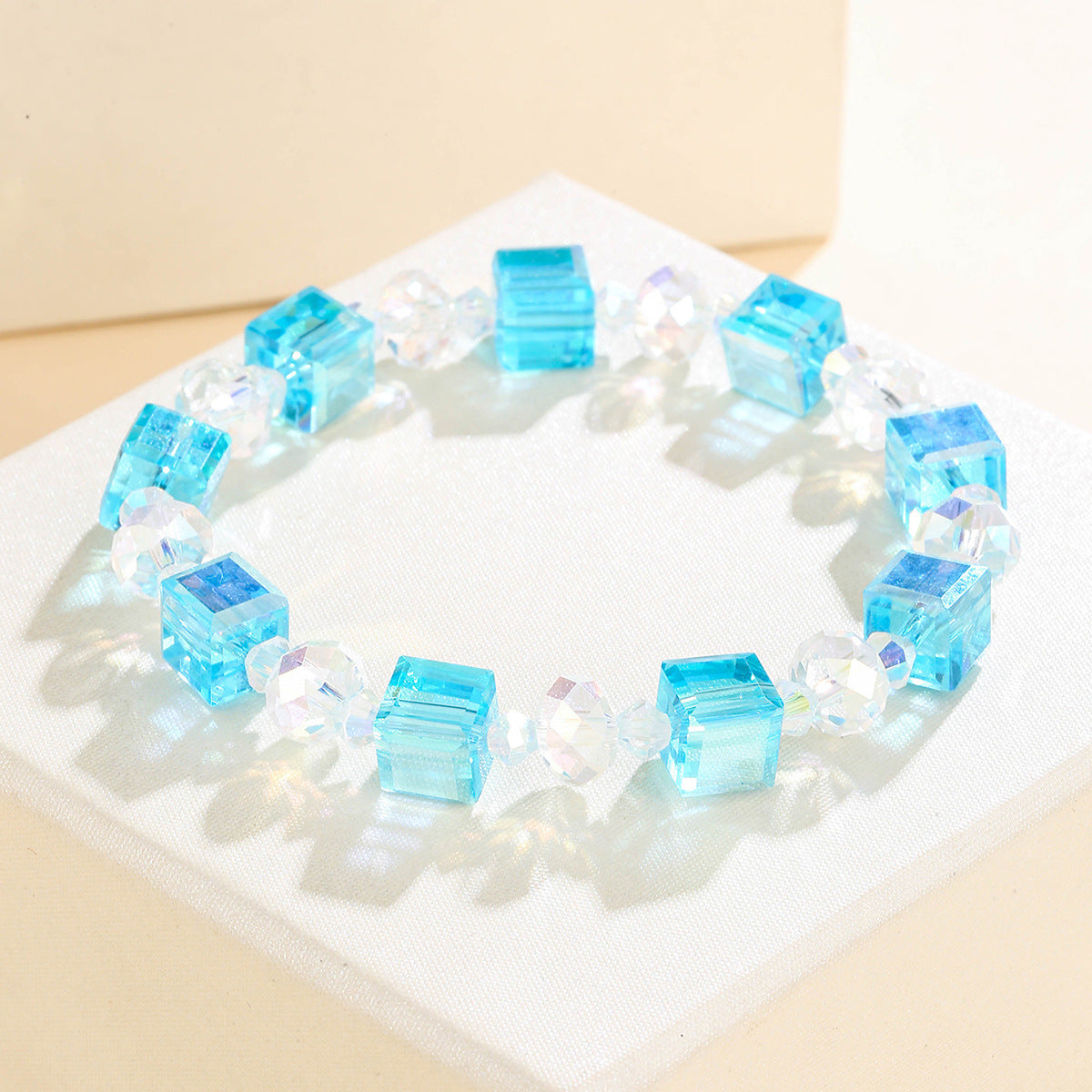 Wholesale Colorful acrylic transparent square sugar handmade beaded bracelet