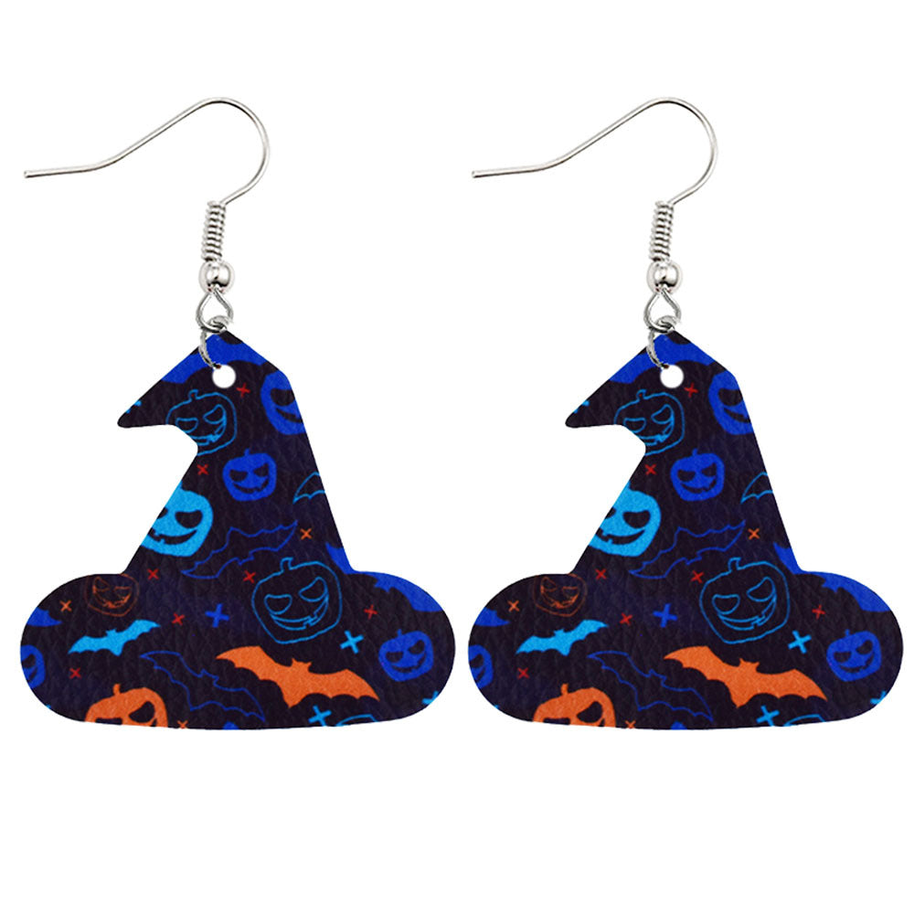 Wholesale Halloween Pumpkin Ghost Bat PU Leather Earrings ACC-ES-ChenY063