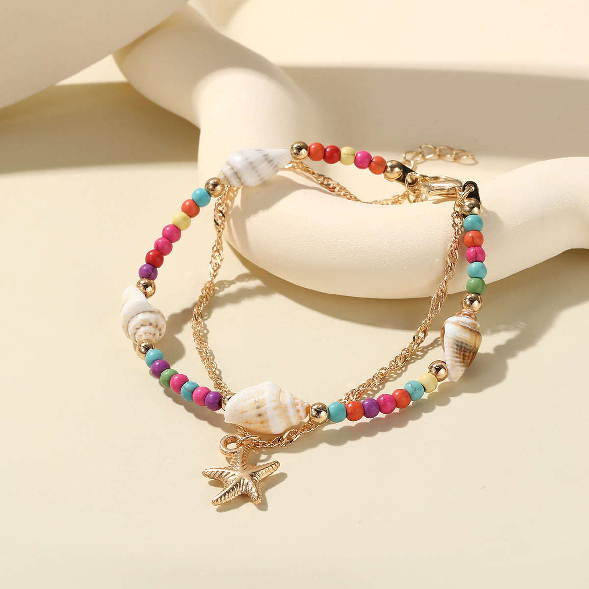 Wholesale  Ocean Wind Vacation Bracelet  Beaded Shell Conch Sea Star Bracelet