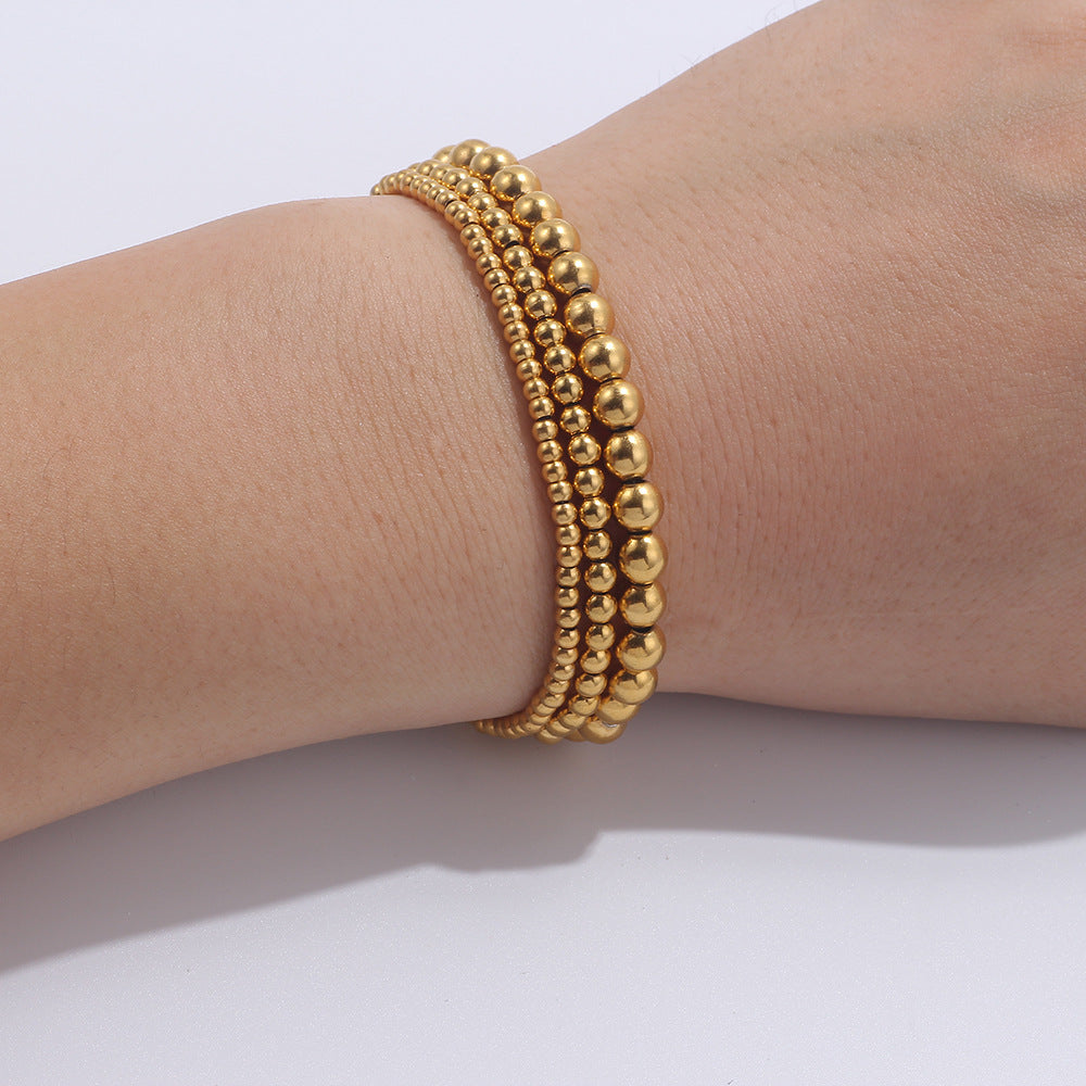 Wholesale Simple Design Gold-Plated Beaded Bracelet for Women,  Fashion Jewelry Accessory