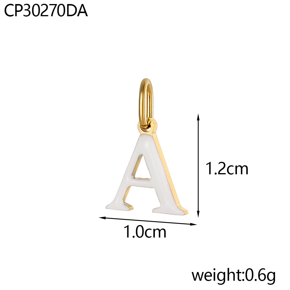 Wholesale Colorful 26 English letters oil-dripping stainless steel vacuum electroplating pendant