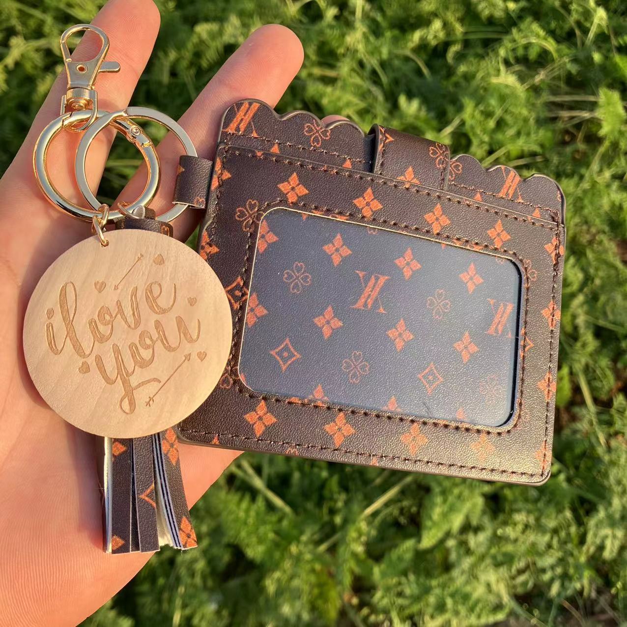 Wholesale Butterfly Leopard Cactus Tie Dye Card Holder Keychain Wristlet Keychain ACC-KC-QiuXue016