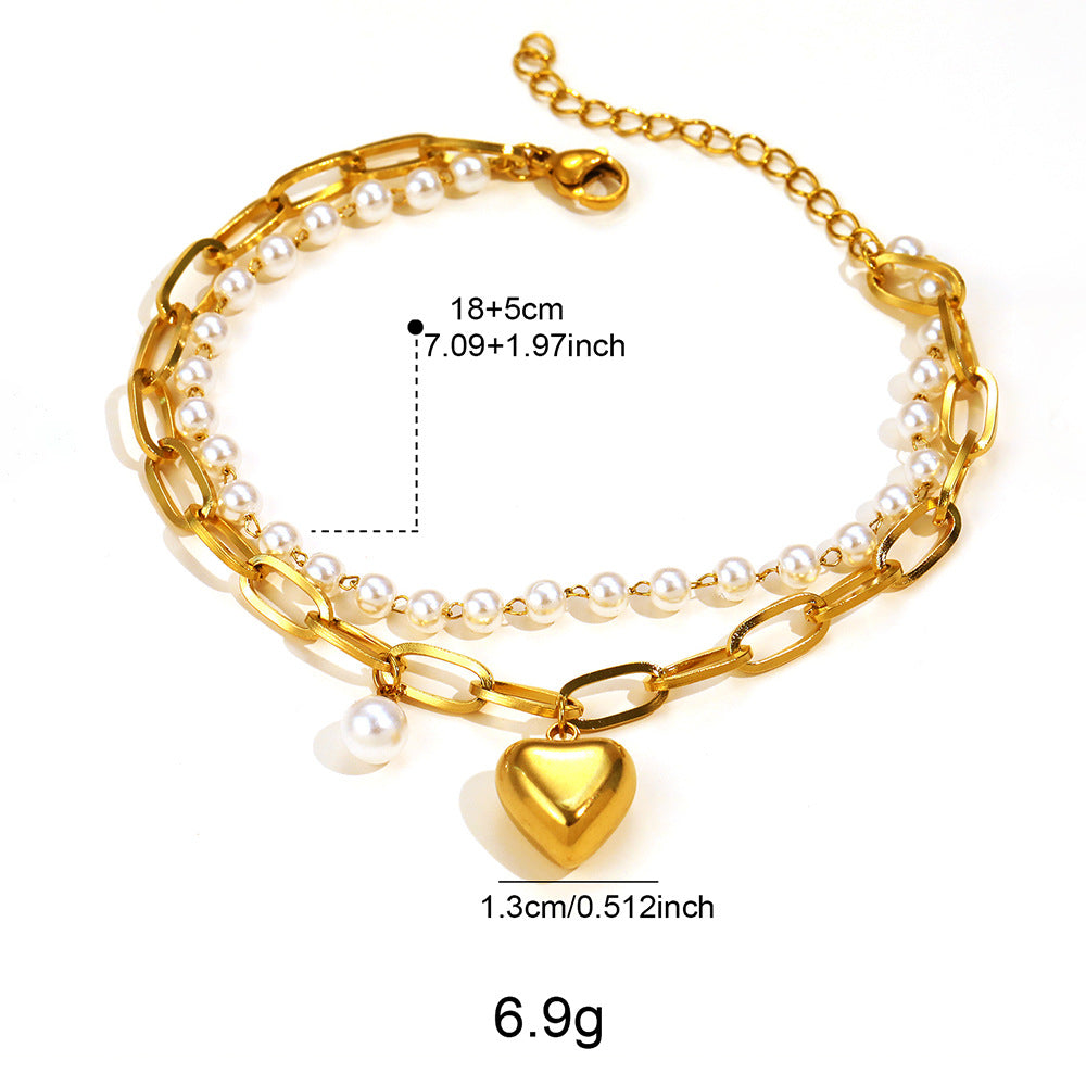 Wholesale Punk Double Layer Geometric Heart Pendant Necklace With Faux Pearls A Chic Fashion Accessory For Parties And Gifts