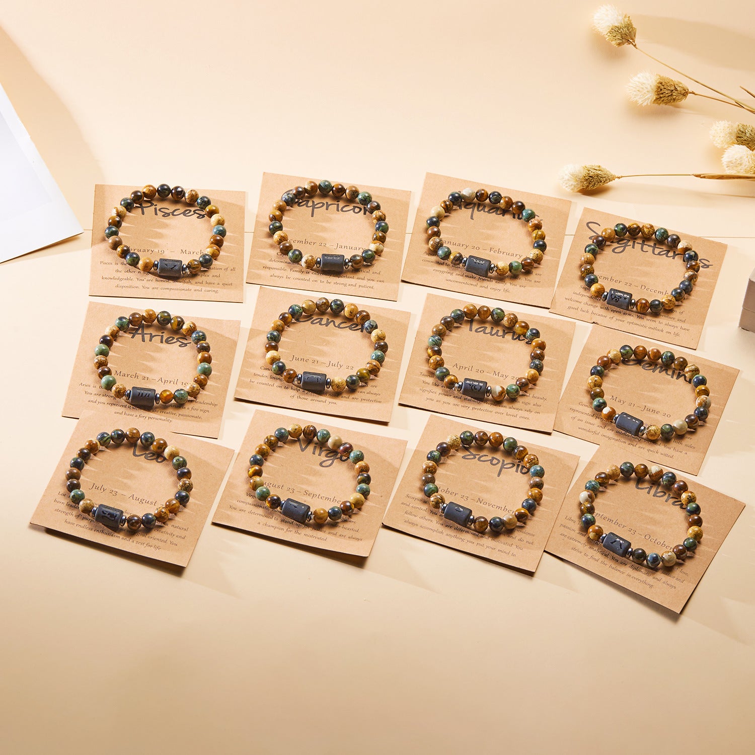 Bracelet en gros de pierres naturelles de douze constellation