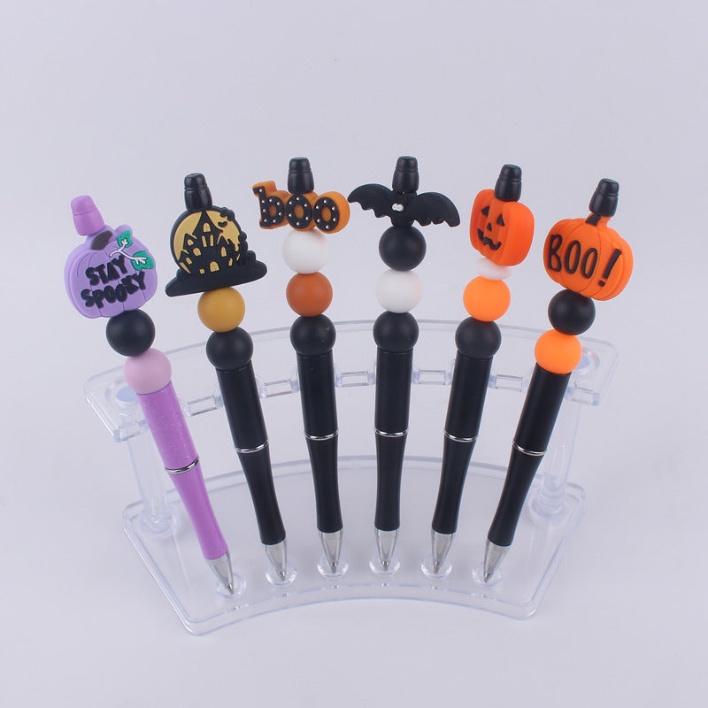Wholesale  Halloween Pumpkin spider silicone  beaded pen