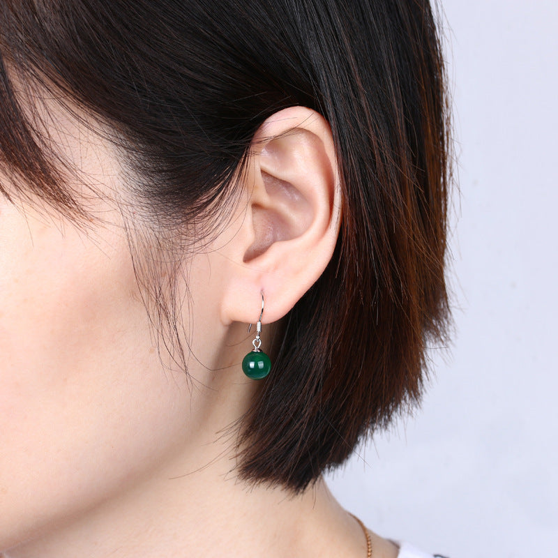 Wholesale  Natural Agate S925 Silver Earrings