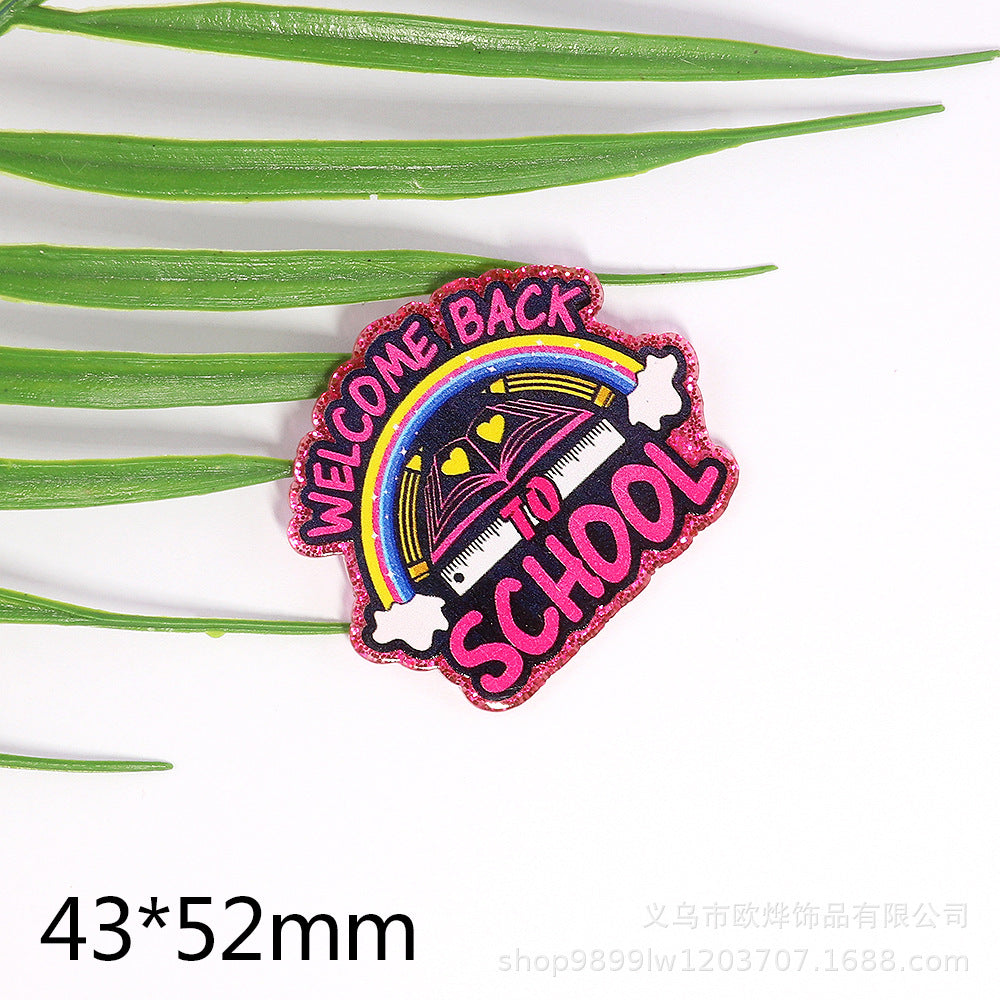 Wholesale 10pcs DIY Flatback Teacher Book Acrylic Flatback Badge Scroll Retractable Keychain DIY Accessories ACC-FK-OuYe002