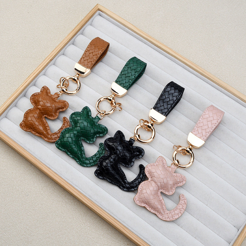 Wholesale Cute Black Cat PU Leather Keychain Chic Fashion Accessory Gift for Boutique Resale