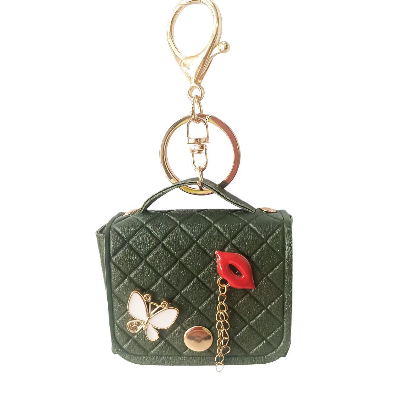 Wholesale Chic PVC Keychain Bag Coin Purse With Lips Butterfly Quilted Pattern Fashion Accessory Gift For Resale