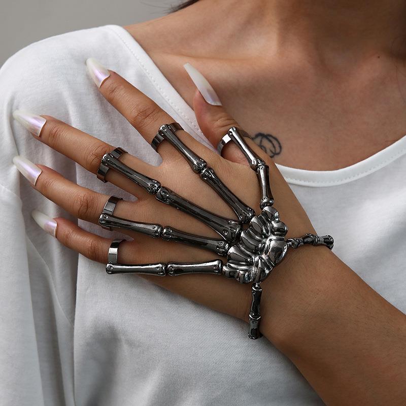 Wholesale Halloween Punk Style Five Finger Rings Exaggerated Skull Bracelets ACC-BT-GaoTu001