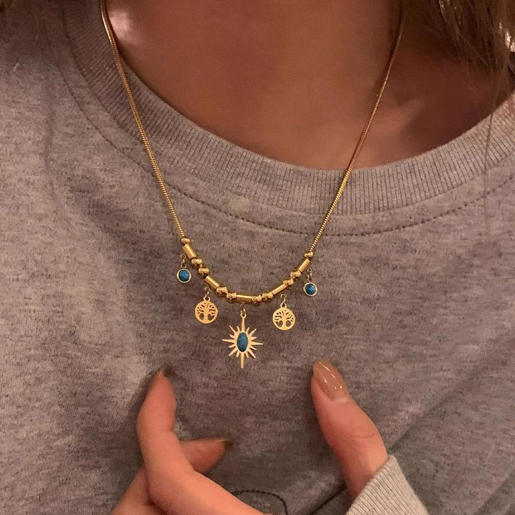 Wholesale alloy vintage sunflower necklace