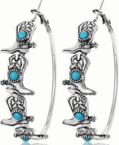 Wholesale Western Boots Turquoise Creative Bird Earrings