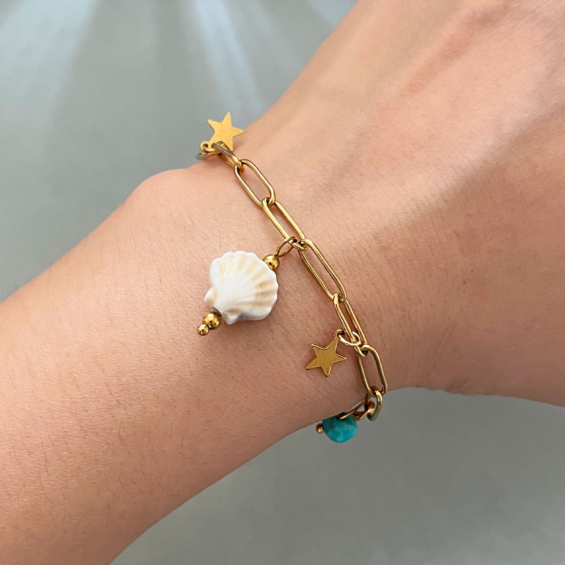 Wholesale  Beach Style Gypsophila Ceramic Shell Bracelet