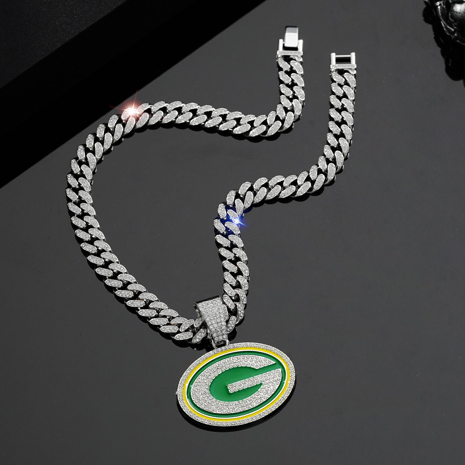Wholesale Hip-hop diamond Cuban chain oil drop letter G round necklace