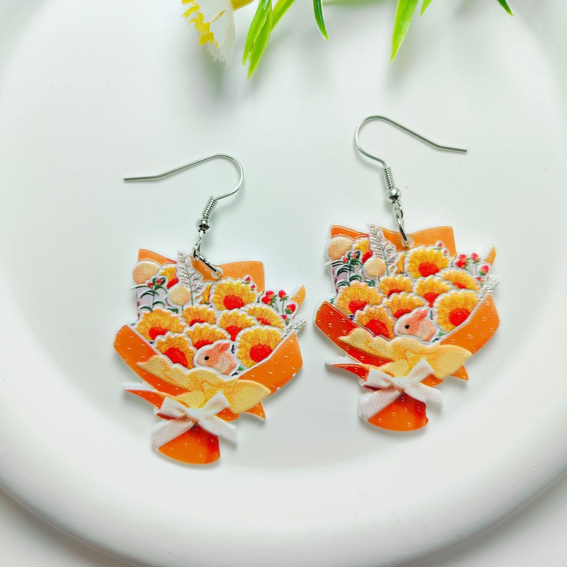 Wholesale Rose Earrings Mother's Day Acrylic Earrings ACC-ES-Qiyu011