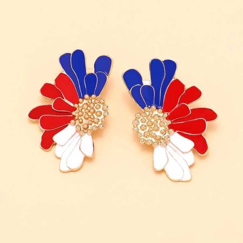 Wholesale American Independence Day Flower Drop Oil Alloy Earrings ACC-ES-FuSu005
