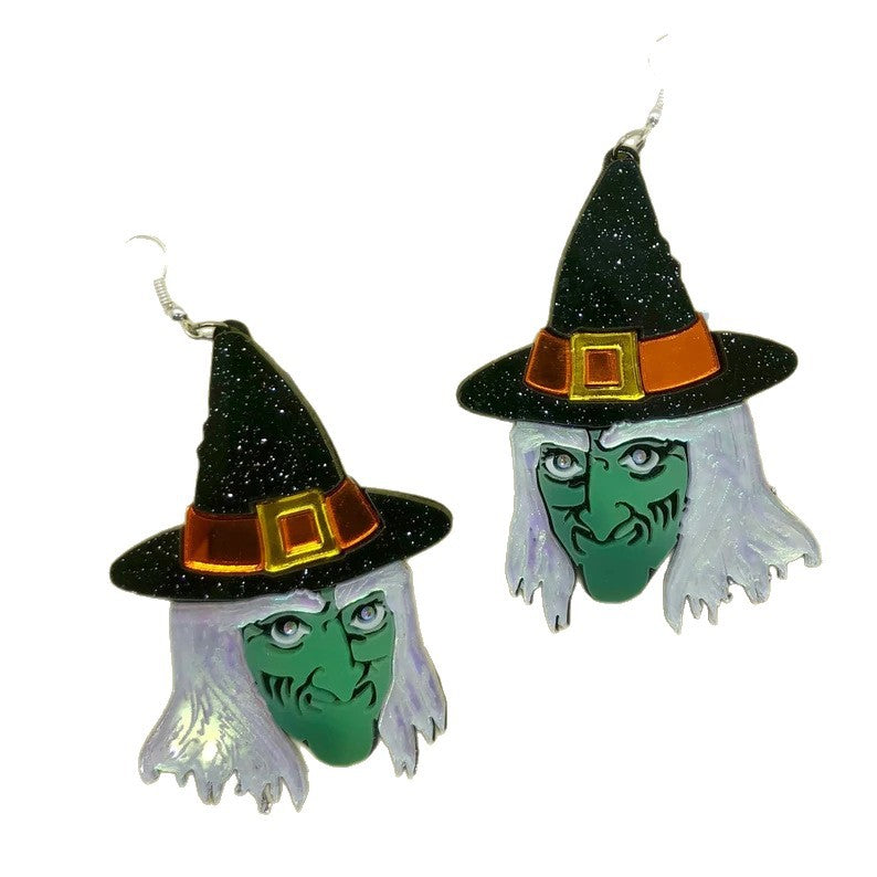 Wholesale Halloween wizard hat ghost witch funny acrylic earrings