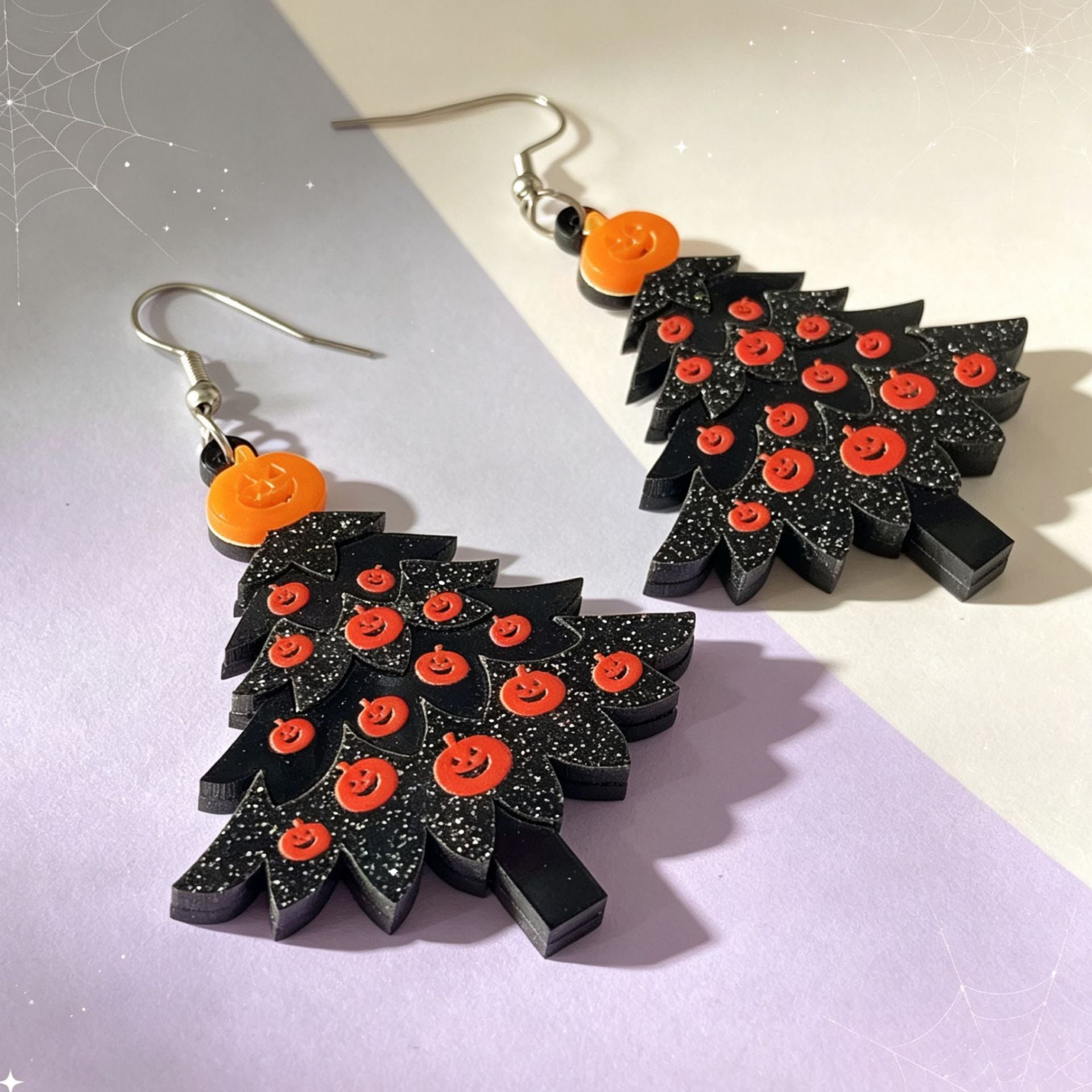 Wholesale Acrylic Earrings Black Pumpkin Skeleton  Christmas Fashion Accessory