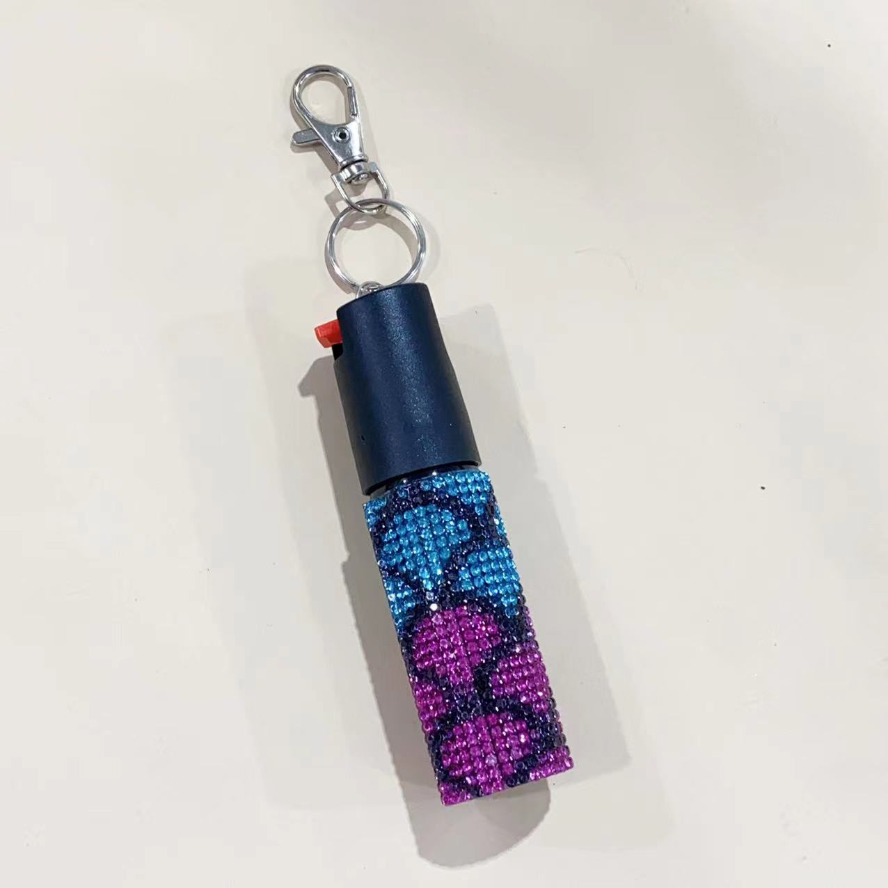 Wholesale colorful leopard print rhinestone plastic keychain ACCVIP-KC-ZhiYa007