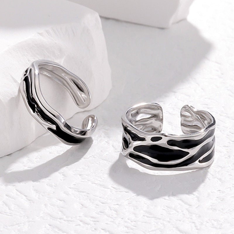 Wholesale Electroplated Stainless Steel Couple Rings Adjustable Open Style Fashion Jewelry Accessory For Everyday Wear