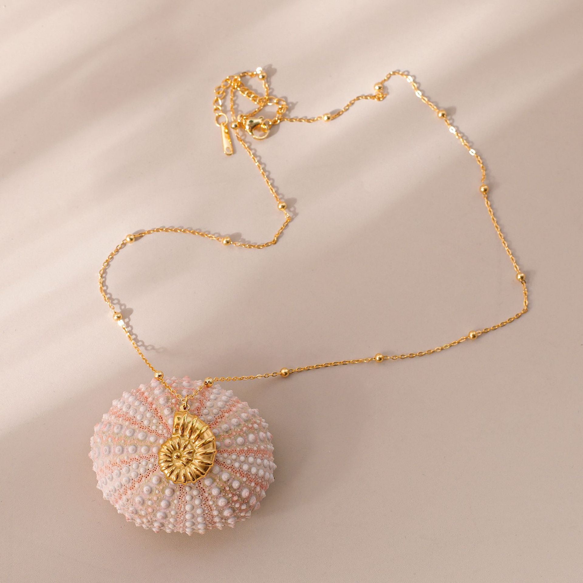 Wholesale Titanium Steel Ocean Conch Shell Minimalist Pendant Necklace