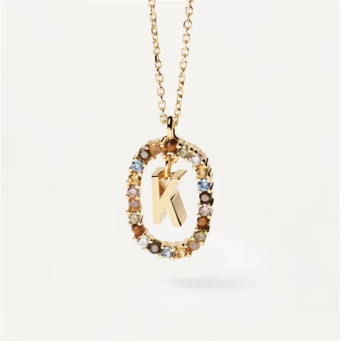 Wholesale Color Diamond Letter Necklace Inlaid with Color Zircon Clavicle Chain Choker Necklace ACC-NE-BYL002