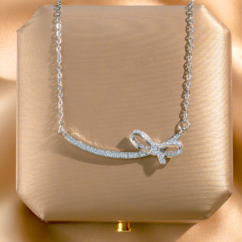 Wholesale Titanium Steel Zircon Clavicle Chain Necklace Korean Style Jewelry Accessory