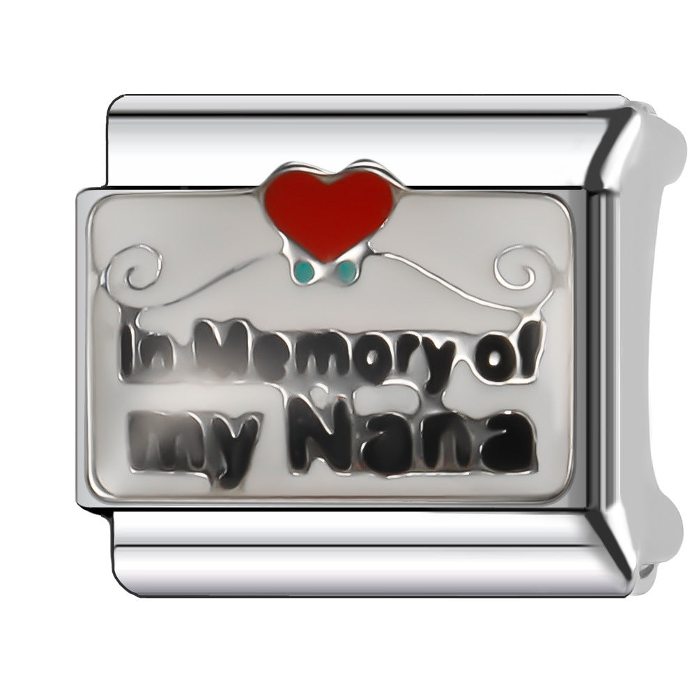 Wholesale Italian Charm Bracelet 9mm DIY Splicing English Series Stainless Steel Composable Bracelet