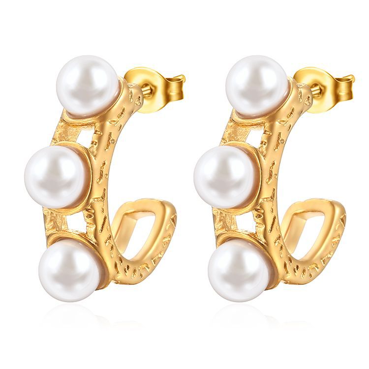 Wholesale Stainless steel pearl earrings