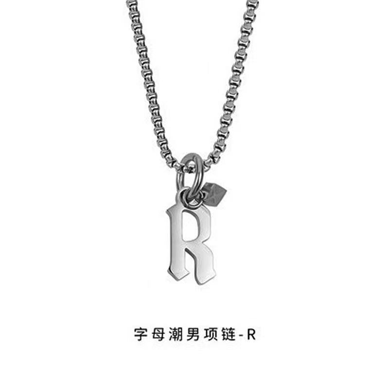Wholesale Men's 26 Alphabet Titanium Steel Necklace